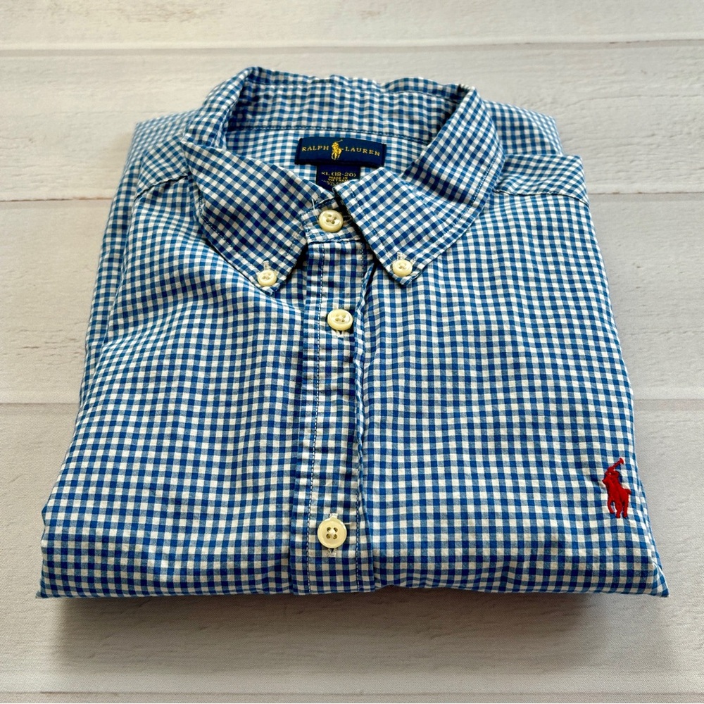 Ralph Lauren Kids | Long Sleeve Shirt Button Down Oxford Gingham Size XL (18-20)